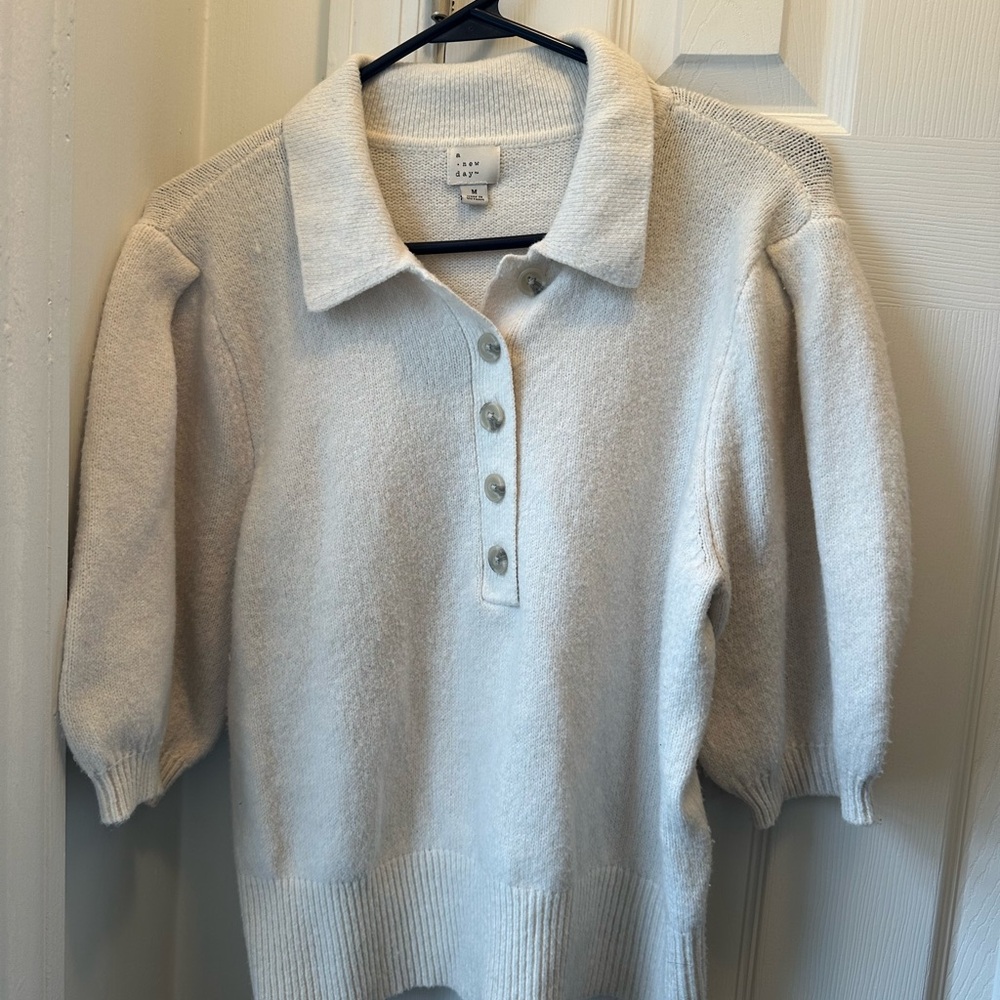 a new day Cream Button-Up Women's Sweater